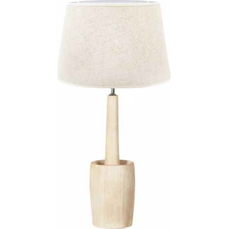 Lampe de table en bois naturel style apaisant et chaleureux - bois naturel et beige clair