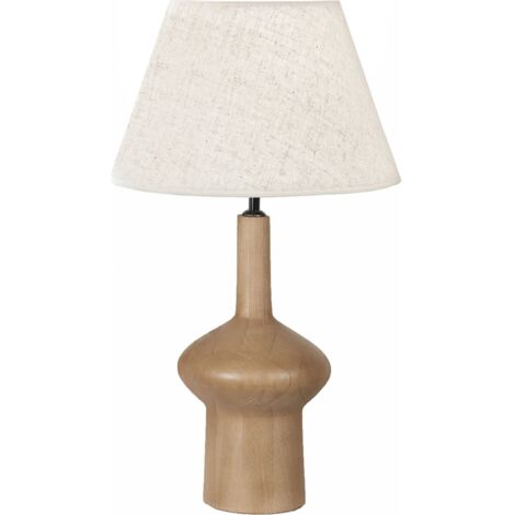 Lampe de table en bois naturel style toffee chaleureuse - Bois naturel toffee et beige clair