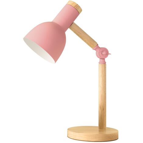 Lampe de table en bois réglable pour enfants et adultes - Idéale pour la chambre à coucher et le salon - Prise E27 [Classe énergétique E]