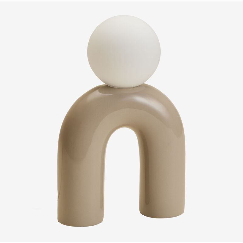 Sklum - Lampe de table en céramique 30 cm avec boule en verre Margot Beige Crème Sklum - Lampe de table en céramique 30 cm avec boule en verre Margot Beige Crème