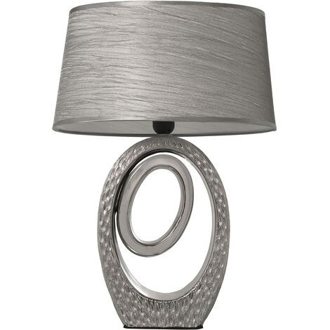 Lampe de table en céramique argentée+57230-1Xe27-Max.40W 38X24X57 Cm -Base:22X8X32 Cm