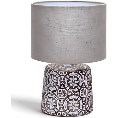 Lampe de table en céramique avec motif vintage, culot E14, décoration pour chambre et salon (ampoule non incluse)