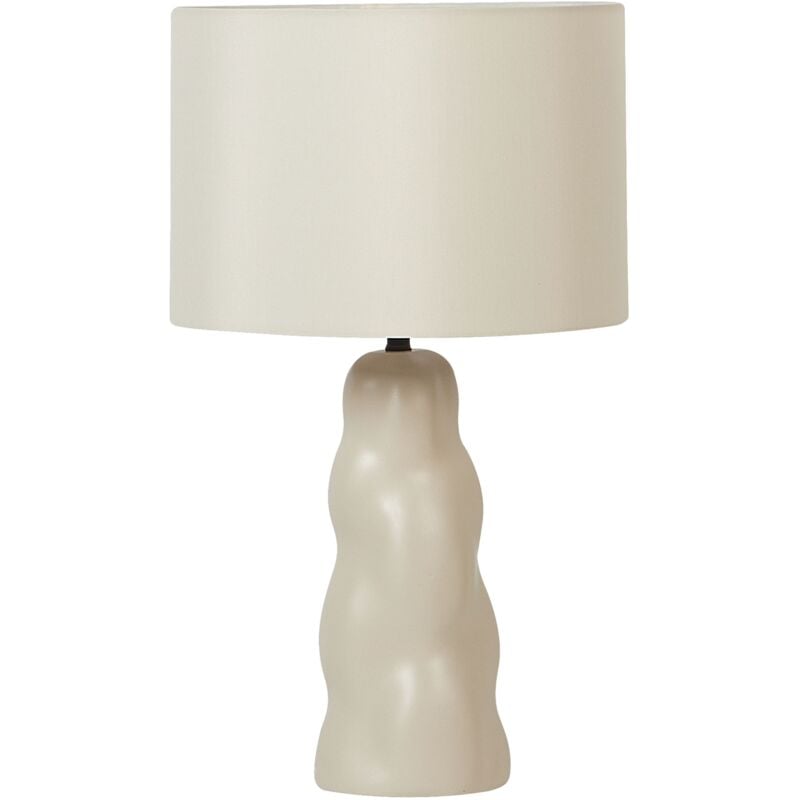 Beliani - Lampe de Table en Céramique Beige Lin et Polyester Abat-Jour en Tambour 51 cm de Chevet Vilar