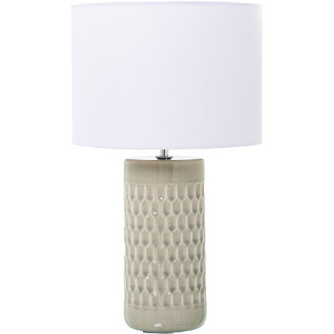 Lampe de Table en Céramique Crème, 1Xe27, Max.40W °25X42 Cm, Base: °10,5X24 Cm