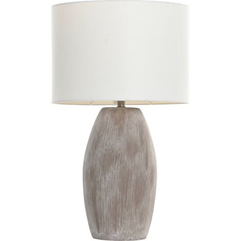 Lampe de table en céramique effet gratté beige coton urban - Beige gratté et blanc coton