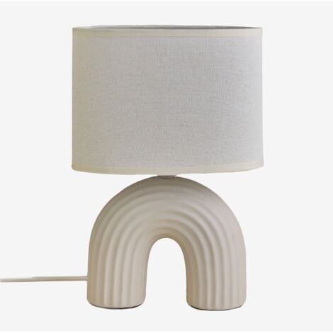 Lampe de table en céramique et lin Soliva 30 cm SKLUM Beige Crème