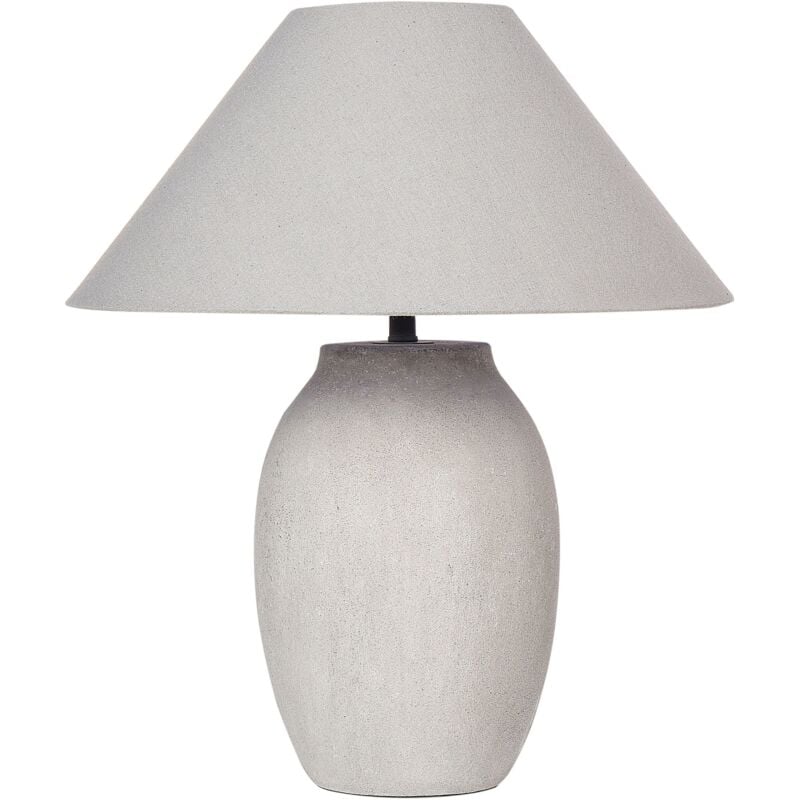 Beliani - Lampe de Table en Céramique Grise et Lin Abat-Jour Conique 58 cm de Chevet Graliwdo