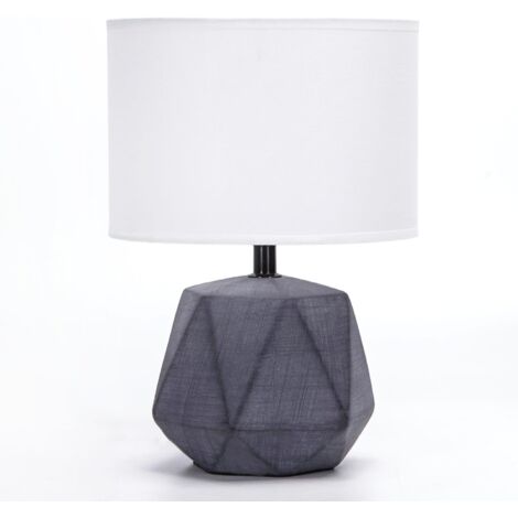 Lampe de Table en Céramique, Moderne Lampe de Chevet avec Abat-Jour en Tissu, Douille E14, max.40W, Lampe de Canapé, Veilleuse pour Chambre, Salon, Bureau, Hôtel, Café (sans Ampoule) -H29cm,Gris Foncé