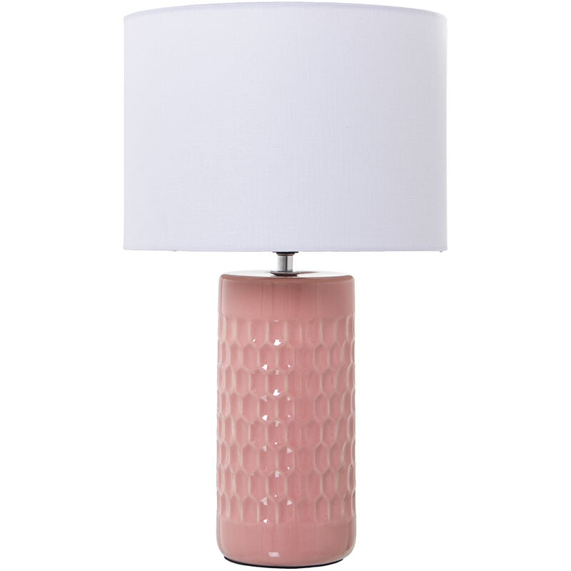 Lampe de Table en Céramique Rose, 1Xe27, Max.40W °25X42 Cm, Base: °10,5X24 Cm