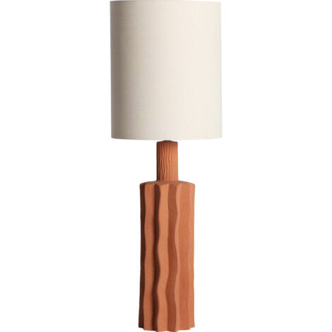 Lampe de table en céramique terracotta style contemporain - Terracotta et blanc cassé