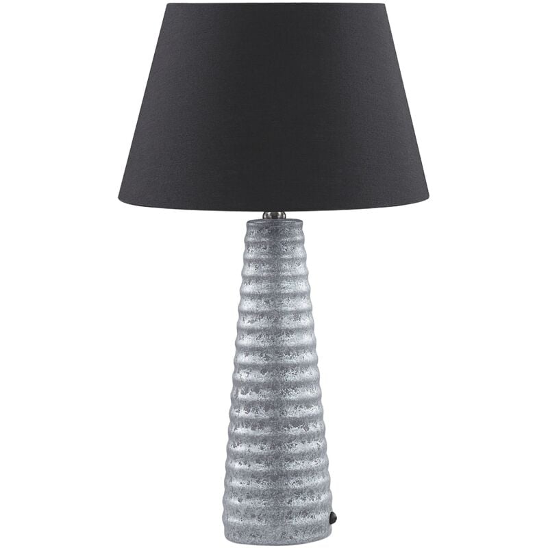 Lampe de Table Rétro en Céramique avec Abat-Jour en Lin Lampe de Chevet Noire Vilnia