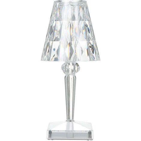 Lampe De Table En Cristal De Diamant, Lampe De Chevet De Chambre En Cristal Rechargeable Par Usb, Temperature/Luminosite Reglables, Type Tactile De Batterie Au Lithium - Avec batterie, type tactile