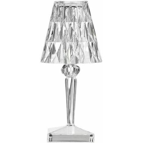 Lampe De Table En Cristal De Diamant, Lampe De Chevet De Chambre En Cristal Rechargeable Par Usb, Temperature/Luminosite Reglables, Type Tactile De Batterie Au Lithium - Avec batterie, type tactile