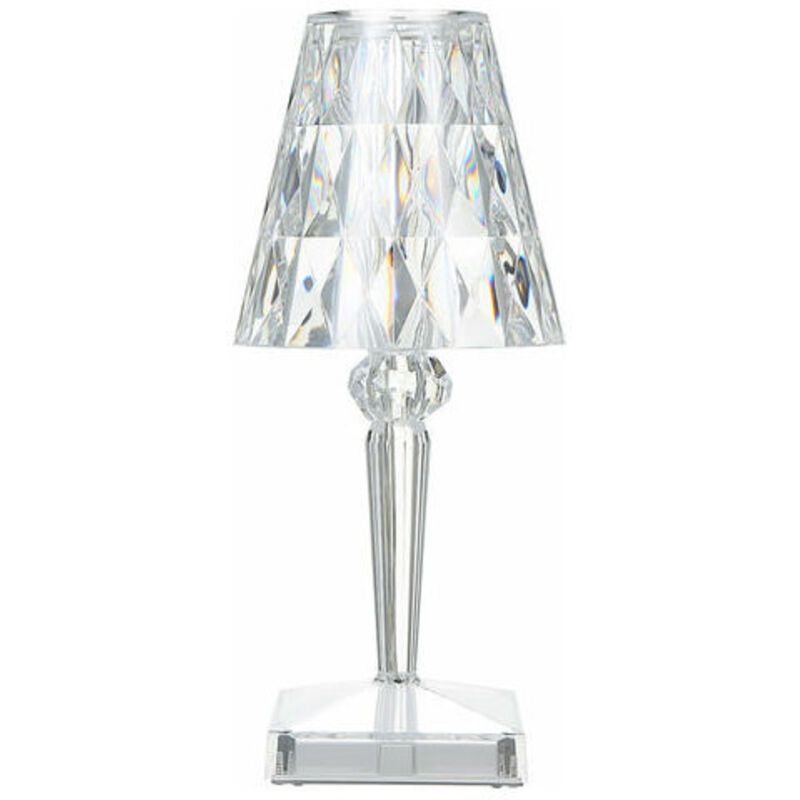 Trimec – Lampe de chevet en cristal de diamant – Éclairage LED 1W – 10 niveaux de luminosité – Chargement USB – Abat-jour acrylique décoratif