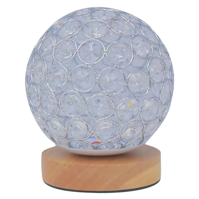 Crea - Lampe de table en cristal, lampe de chevet décorative en cristal pour la chambre à coucher, le salon, la chambre d'amis, argenté