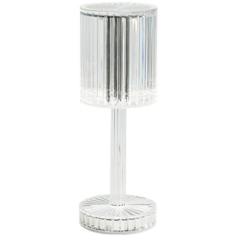 Lampe de table en cristal moderne Veilleuse romantique Controle tactile Acrylique Portable Lampe de chevet decorative elegante pour chambre Salon Salle d'etude Restaurant occidental, modele Transpare