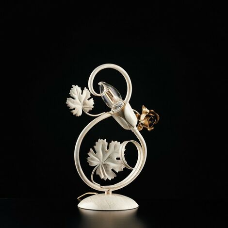 Lampe de table en fer ivoire avec décorations décapes et roses dorées une lumière 21x h30 cm
