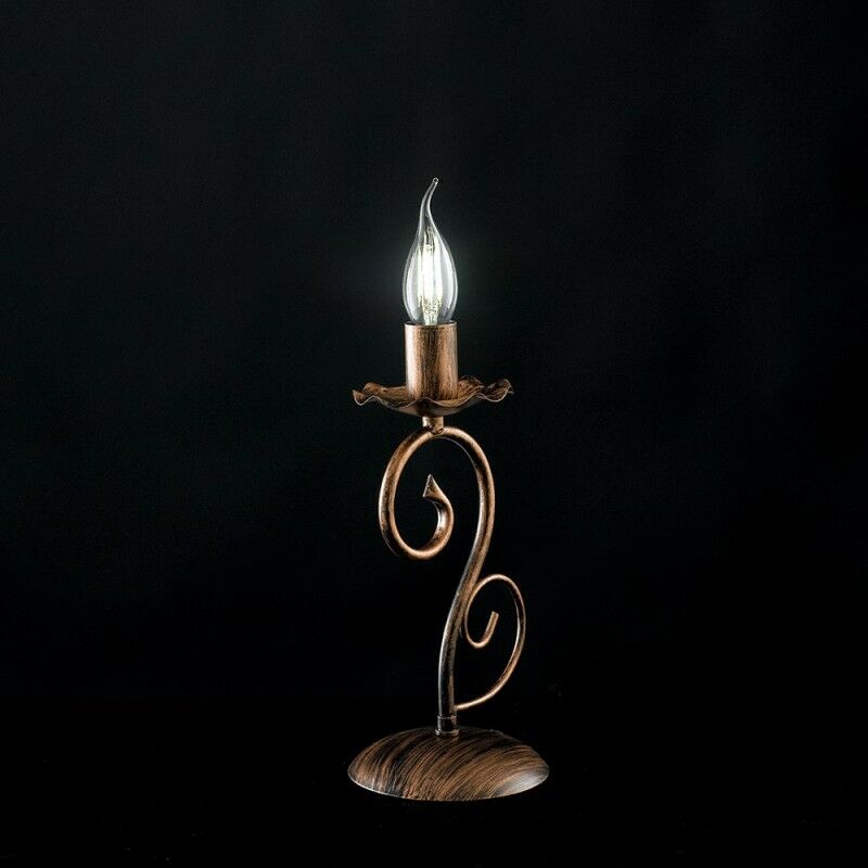 Bonetti Illumina - Lampe de table en fer noir avec décoration Cuivre une lumière 13x h28cm Bonetti Illumina - Lampe de table en fer noir avec décoration Cuivre une lumière 13x h28cm