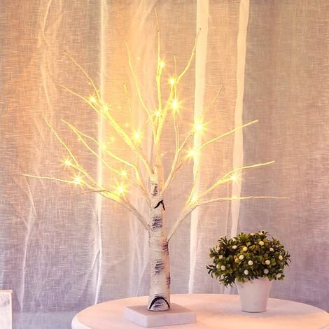 Lampe de table en forme de bouleau de 45 cm - Bouleau de table avec 18 LED blanches chaudes - À piles - Pour la maison, une fête, un mariage, Pâques, Noël - ST0002