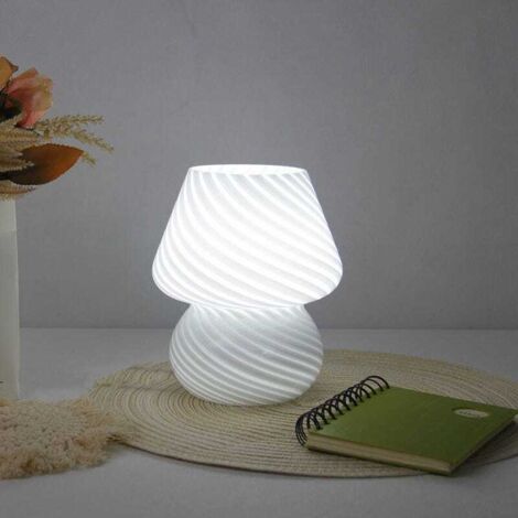 Lampe de table en forme de champignon, éclairage d'ambiance à intensité variable, lampe décorative, lampe de chevet, blanche.