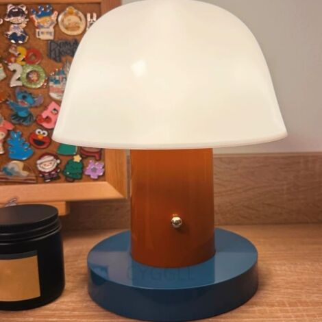 Lampe de table en forme de champignon, éclairage de style contemporain, lampe de bureau à intensité variable (lumière tricolore)