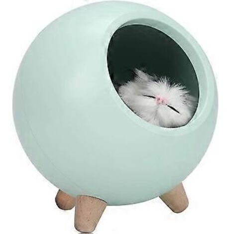 Lampe de table en forme de maison pour chat, veilleuse mignonne pour petit animal de compagnie, double alimentation USB, lampe de nuit LED pour chambre à coucher, lampe d'ambiance (verte)