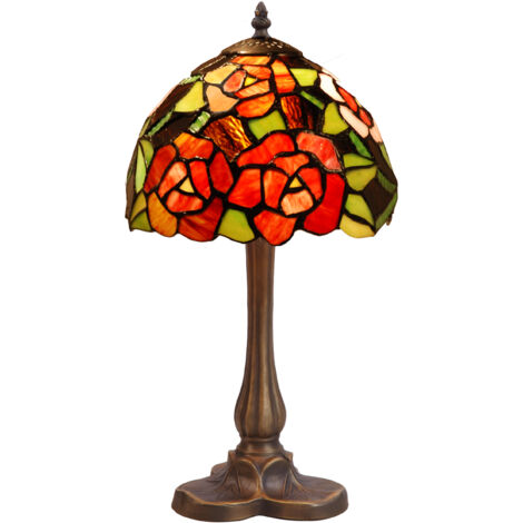 Lampe de table en forme de trèfle avec abat-jour Tiffany diamètre 20cm Série New York