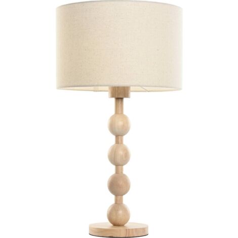 Lampe de table en lin naturel élégance urbaine - Bois naturel et lin beige