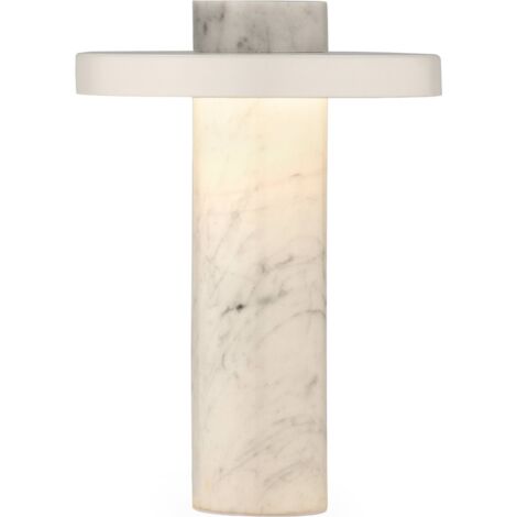 Lampe de table en marbre calacatta blanc LED intégrée élégante - blanc marbre calacatta veiné gris