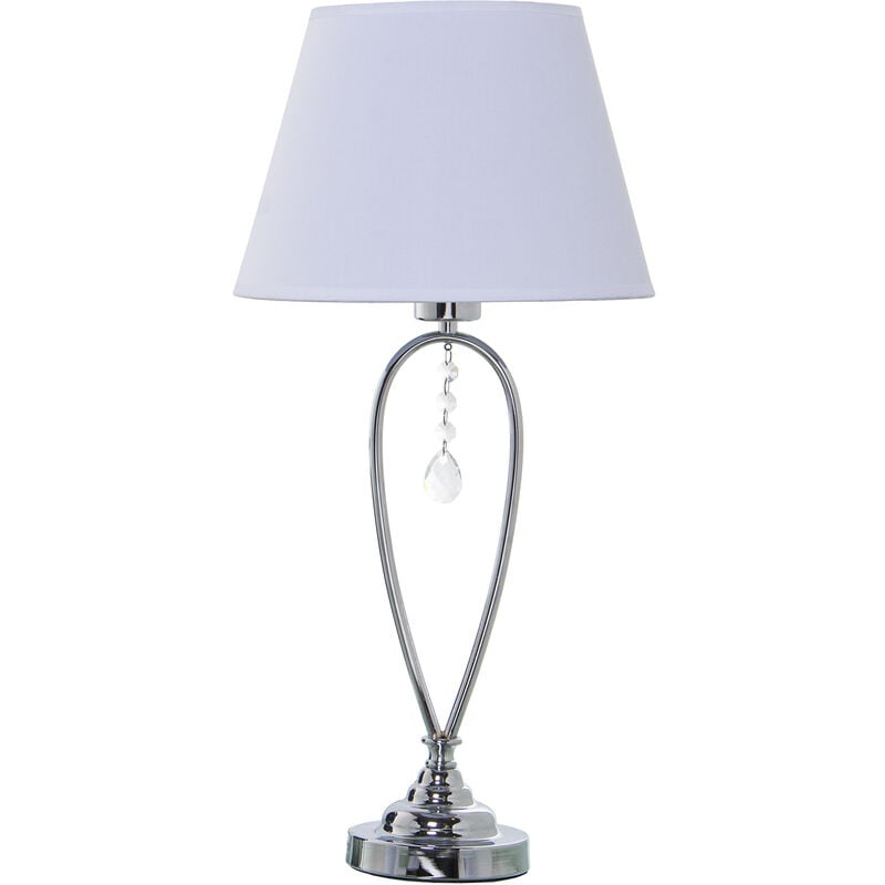 Fijalo - Lampe de Table en Métal Argenté+92280, 1Xe27,Max.40W Non In °28X57 Cm, Base:°12X41 Cm