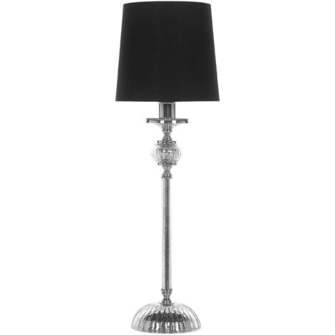Lampe de Table en Métal Argenté avec Abat-jour Noir E27 Max 40W Design Ultra Élégant et Tendance pour Salon ou Chambre Glamour et Chic Beliani - Noir