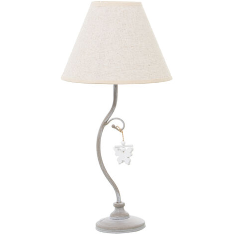 Lampe de Table en Métal Blanc +92299 1Xe14 Max40W Non °23X48 Cm, Base:°10,5X32 Cm