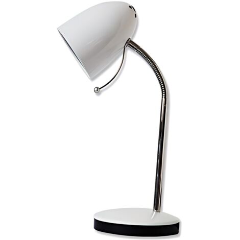 Lampe de table en métal blanc avec col flexible, culot E27 (ampoule non incluse)