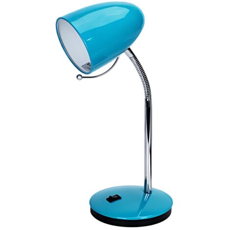 Lampe de table en métal bleu avec col flexible, culot E27 (ampoule non incluse)