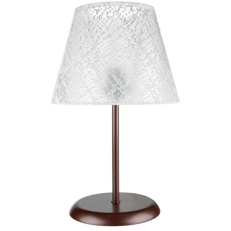 Toscohome - Lampe de table en métal et abat-jour en tissu brodé Elva