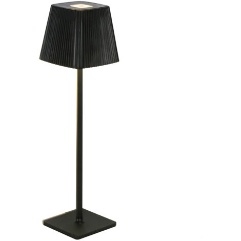 Lampe de table en métal sans fil, intensité variable au toucher, lampe à pile dimmable sans pôle à température de 3 couleurs, veilleuse pour chambre / bureau / café, noir