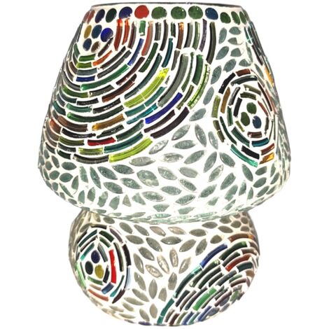Lampe de table en mosaïque de verre, multicolore et style moderne