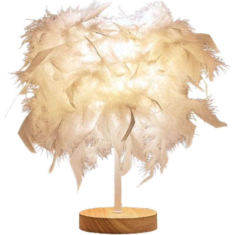 Feiyue - Lampe de table en plumes, lampe de chevet, veilleuse pour chambre à coucher, salon, fête, mariage, décoration