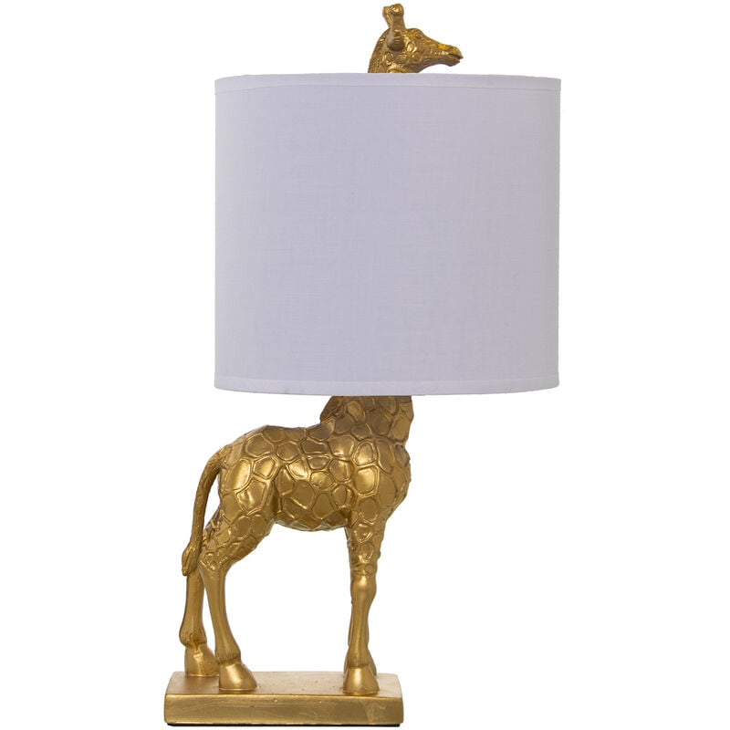 Fijalo - Lampe de table en résine girafe dorée, 1Xe27, Max40W non inclus 23X20X42 Cm, base: 14X8X23 Cm