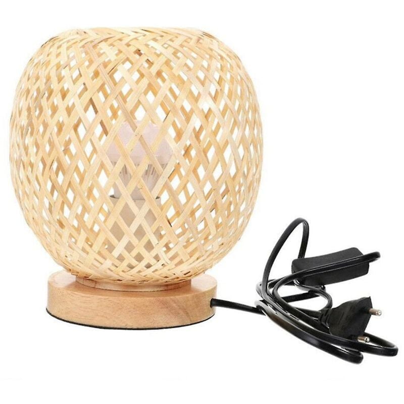 Lampe de table en rotin de bambou lampe de chevet de style japonais lampe de bureau chambre à coucher décoration bricolage prise ue