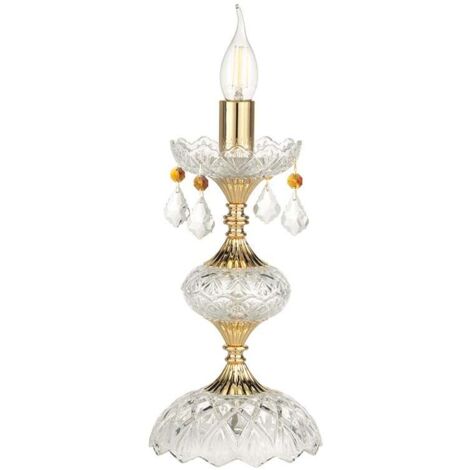 Lampe de table en verre cristal classique E14 Dallas - Or