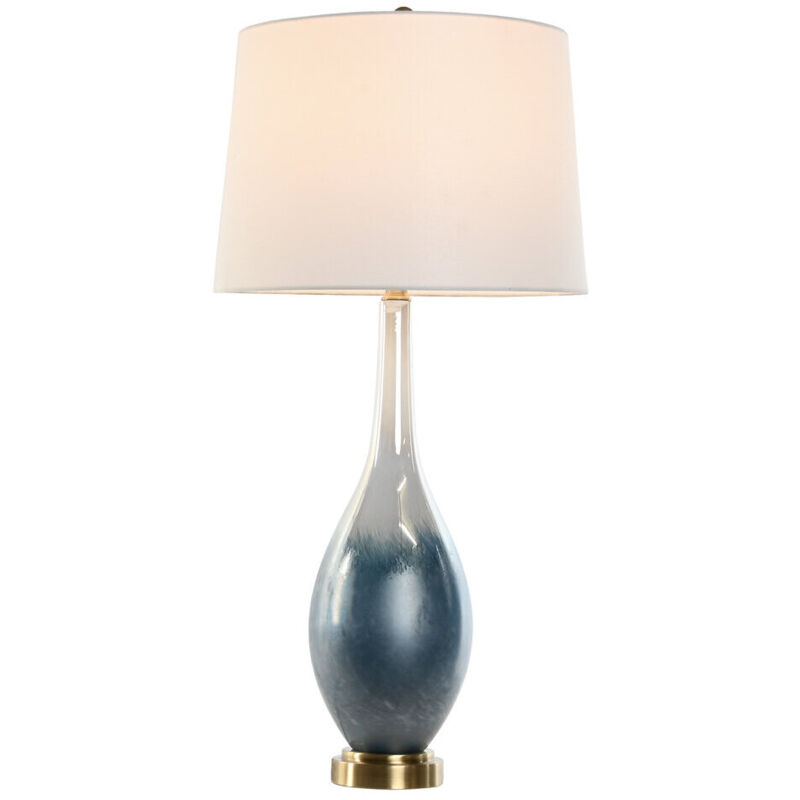 Lampe De Table Verre Lin 40X40X78 Bicolore