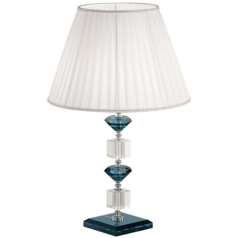 Lampe de table en verre et cristal optique Made in Italy Gala 40 - Bleu