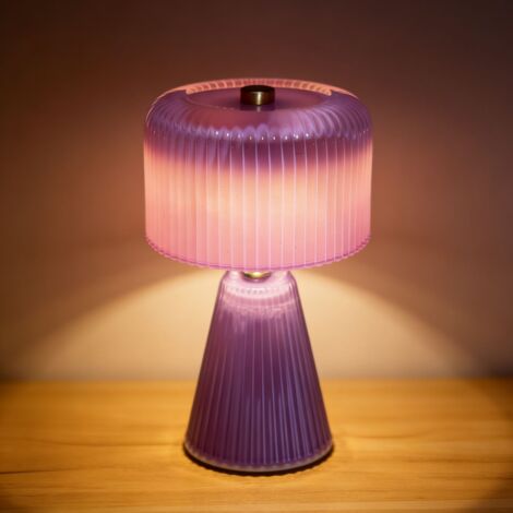 Lampe de table en verre, lampe de table en forme de champignon, veilleuse décorative, lampe de table créative, idéale pour la décoration intérieure et la cuisine (violet)
