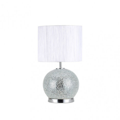 Lampe de table en verre Redwood 1xe27+led 5w 4000k 2 on/off 50x30x30 cm miroir mosaïque/chrome w/pant blanc