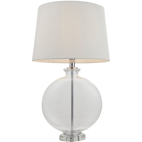 Lampe de table en verre transparent, abat-jour en nickel