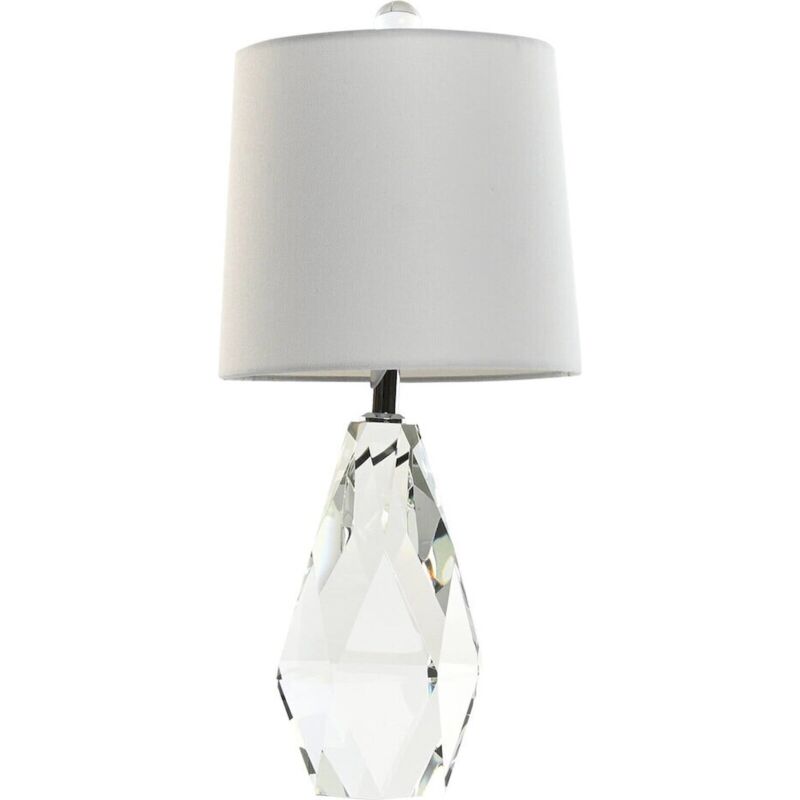 Lampe de table en verre transparent et lin blanc style moderne - Transparent cristal et blanc lin Lampe de table en verre transparent et lin blanc style moderne - Transparent cristal et blanc lin