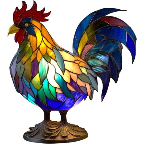 Lampe de Table en vitrail - veilleuse Animale en vitrail - Lampe en résine