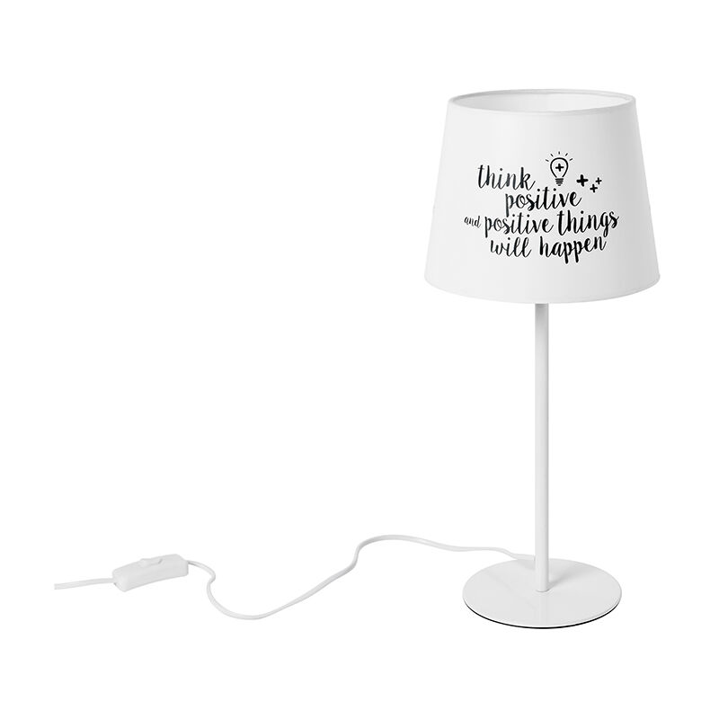 Sulion - Lampe de table enfant 1xE27 Tissu Noir et Blanc