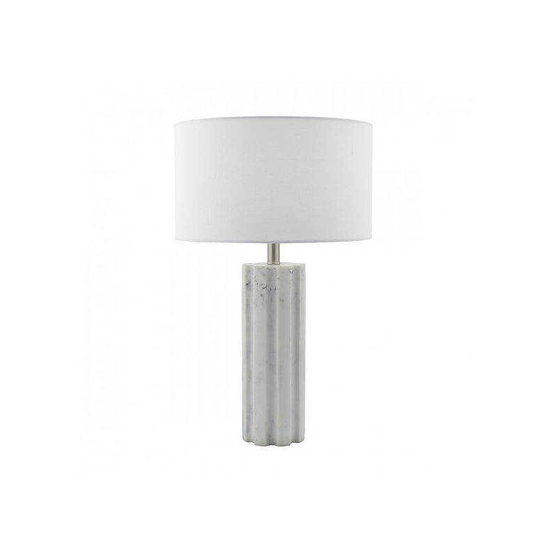Lampe de table Erebus effet blanc marbre et 1 ampoule - Blanc